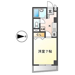 AZURトリイ 1Kの間取図画像