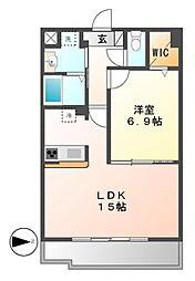 リバーコート砂田橋2 1LDKの間取図画像