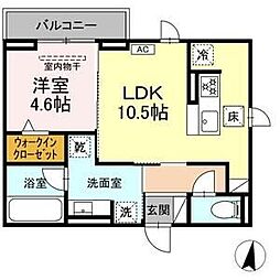 エクラノーブル 1LDKの間取図画像