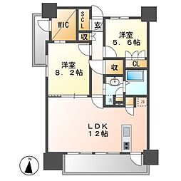 アンアージュ白壁 2LDKの間取図画像