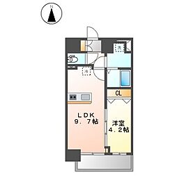 メイクスアート黒川 1Kの間取図画像