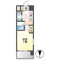 パークフラッツ金山 1Kの間取図画像