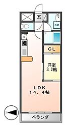 グラマシー白川公園 1LDKの間取図画像