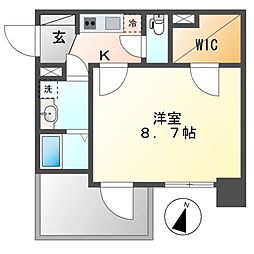 プレサンス丸の内アデル 1Kの間取図画像