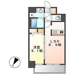 メイクス'熱田神宮 1LDKの間取図画像