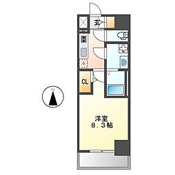 ディアレイシャス名古屋太閤通IV 1Kの間取図画像