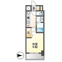 エステムコート名古屋鶴舞2レアーヴ 1Kの間取図画像