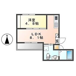 HK2east 1LDKの間取図画像