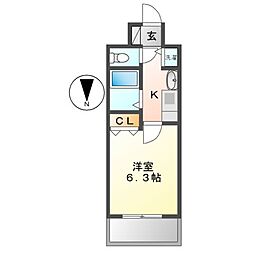 プレサンス久屋大通公園サウス 1Kの間取図画像