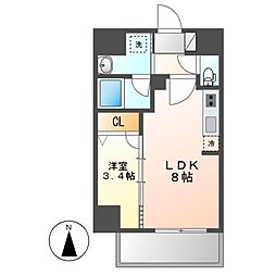ディアレイシャス名古屋浄心 1LDKの間取図画像