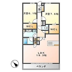 ロイヤルパークス千種 2LDKの間取図画像