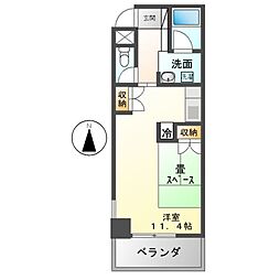 鶴舞ガーデンコート 1Kの間取図画像