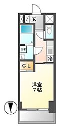 プレディアスタイル白川公園 1Kの間取図画像
