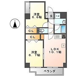 スリーウェイ金山 2LDKの間取図画像