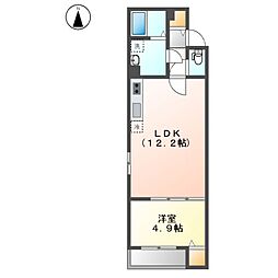 クラージュ黒川II 1LDKの間取図画像