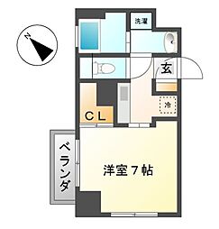 プロシード吹上 1Kの間取図画像