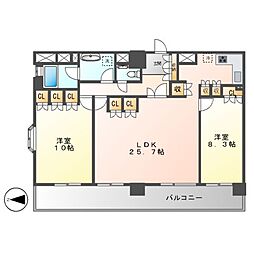 グラン・アベニュー名駅 2LDKの間取図画像