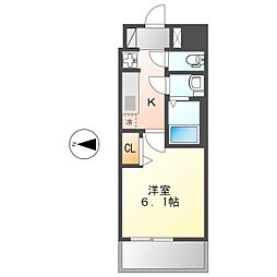 プレサンス太閤通ファシール 1Kの間取図画像