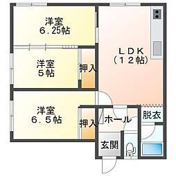 ピュアA 3DKの間取図画像