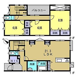 安佐南区長楽寺1丁目　B 3LDKの間取り