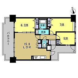 ダイアパレスリバーコート古市 3LDKの間取図画像