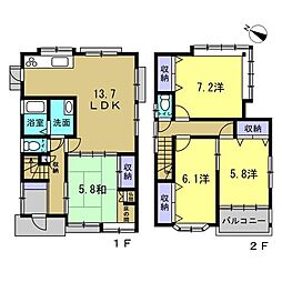 東区中山上2丁目 4LDKの間取り
