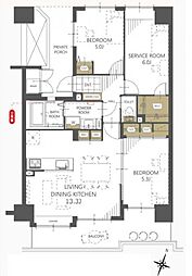 サンシティ戸坂千足 3LDKの間取図画像