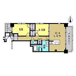 フローレンス幟町 2LDKの間取図画像