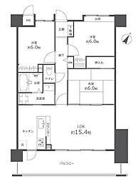 ナタリーマリナタウンウエストデッキB棟 3LDKの間取図画像