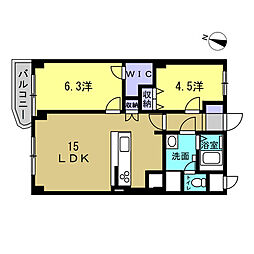 楽々園豊栄ハイツ 2LDKの間取図画像
