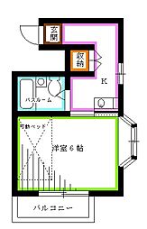ユングハイム 2階1Kの間取り