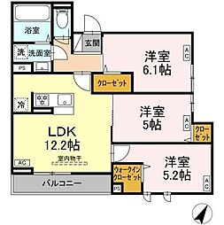 京王井の頭線 高井戸駅 徒歩17分の賃貸アパート 1階3LDKの間取り