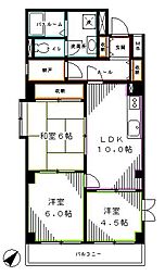 都営大江戸線 中井駅 徒歩5分の賃貸マンション 5階3LDKの間取り