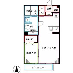 西武新宿線 野方駅 徒歩4分の賃貸アパート 2階1LDKの間取り