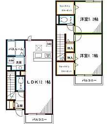 JR中央本線 西荻窪駅 徒歩15分の賃貸テラスハウス 2LDKの間取り