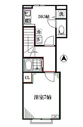 東京メトロ丸ノ内線 南阿佐ケ谷駅 徒歩12分の賃貸アパート 2階1DKの間取り