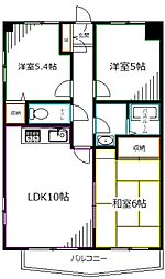 西武新宿線 鷺ノ宮駅 徒歩8分の賃貸マンション 4階3LDKの間取り