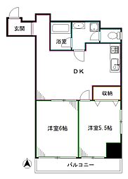 東京メトロ丸ノ内線 西新宿駅 徒歩5分の賃貸マンション 11階2DKの間取り