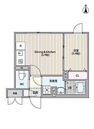 JR中央本線 中野駅 徒歩11分の賃貸マンション 1階1DKの間取り