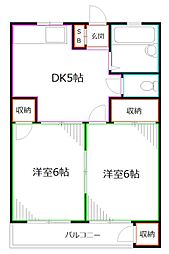 西武新宿線 鷺ノ宮駅 徒歩11分の賃貸マンション 3階2DKの間取り