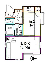 東京メトロ東西線 落合駅 徒歩10分の賃貸アパート 1階1LDKの間取り