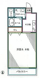 JR中央本線 高円寺駅 徒歩10分の賃貸マンション 1階1Kの間取り