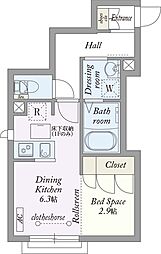 西武新宿線 井荻駅 徒歩7分の賃貸マンション 1階1DKの間取り
