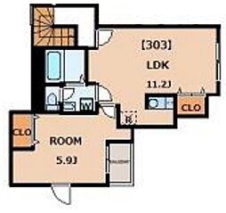 西武新宿線 野方駅 徒歩9分の賃貸アパート 3階1LDKの間取り