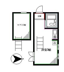 JR中央本線 高円寺駅 徒歩7分の賃貸アパート 2階ワンルームの間取り