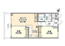 ベルジェ野方 2LDKの間取図画像