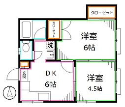 ホワイトハイムタナカ 2DKの間取図画像