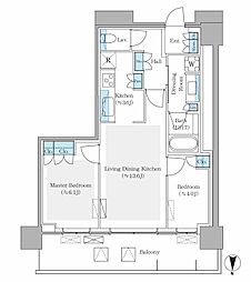 パークシティ中野ザタワーエアーズ 2LDKの間取図画像