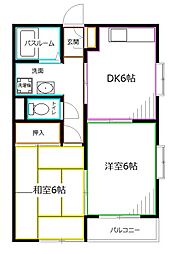エーデルハイムA 2DKの間取図画像