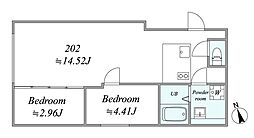 中野区新井1丁目マンション 2LDKの間取図画像